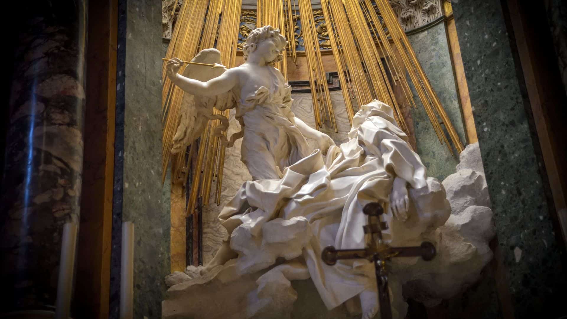 Bernini's sculpture of the Ecstasy of Saint Teresa inside the Santa Maria della Vittoria church.