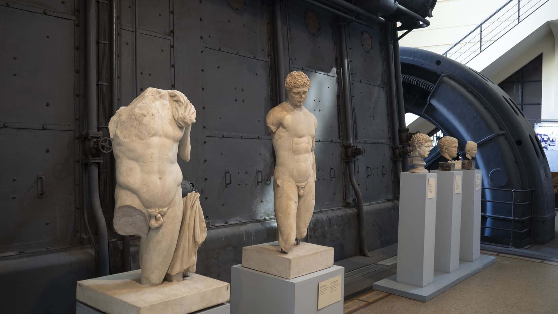 Sculptures inside the Centrale Montmartini, a former power plant.
