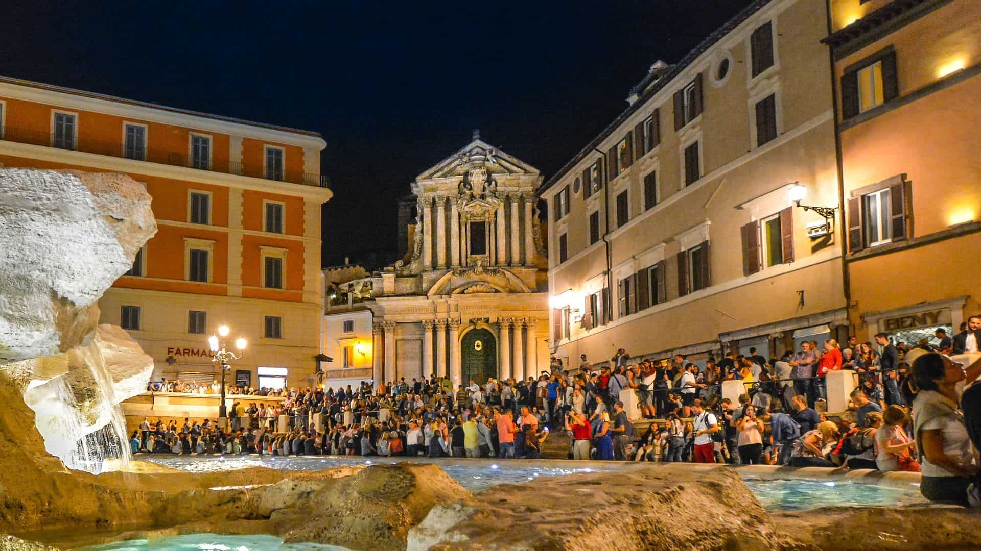 Church facing opposite the Trevi Fountain