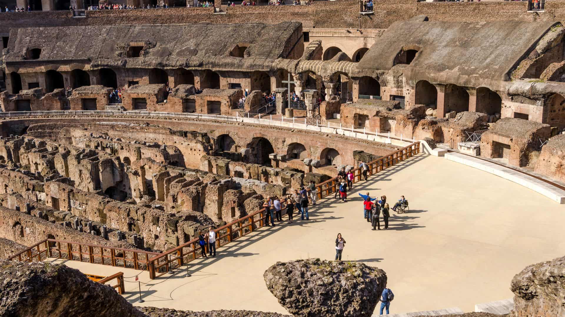 View of the arena floor in the Roman Colosseum.