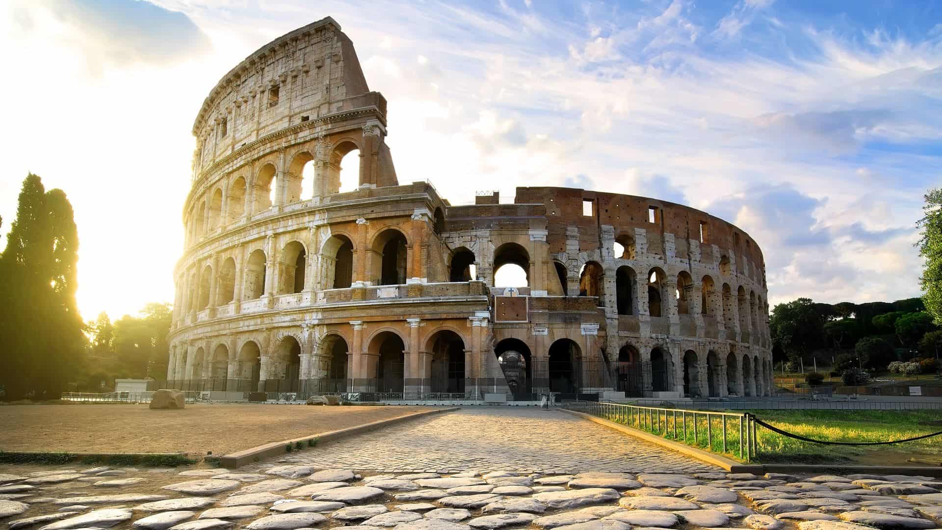 The Colosseum at sunrise.