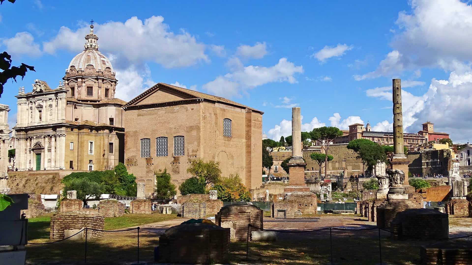 Shot of the Curia Julia building at the Roman Forum