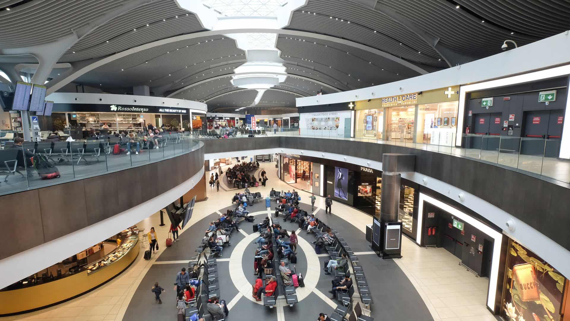 A view of the Fiumicino Airport interior.