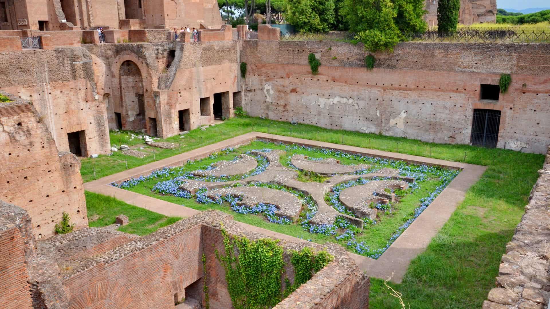 The ancient ruins of the Domus Augustana on Palatine Hill