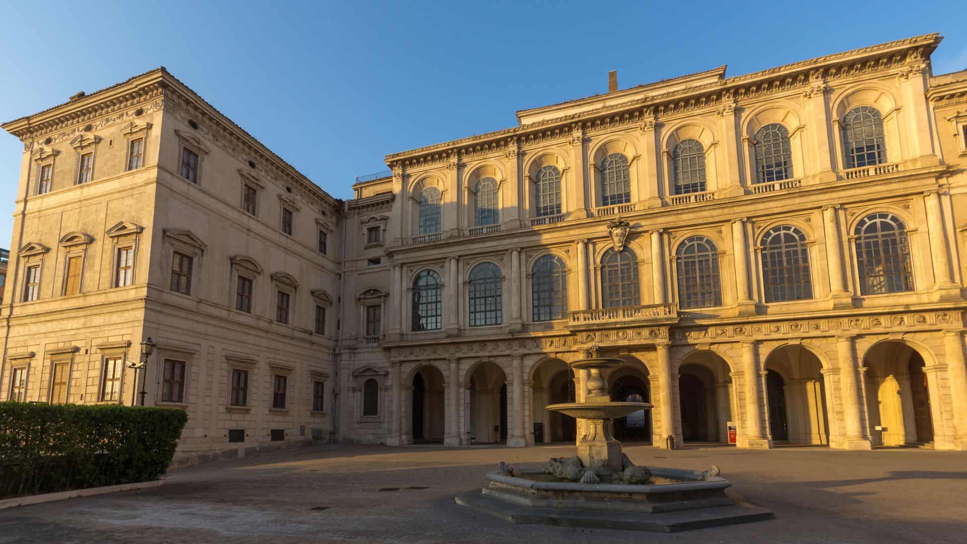 Sunset view of Palazzo Barberini in Rome