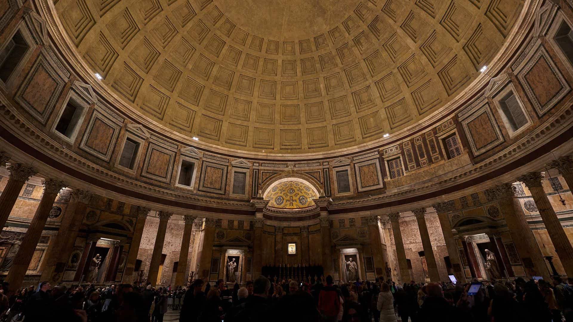 Visitors inside the Pantheon in Rome