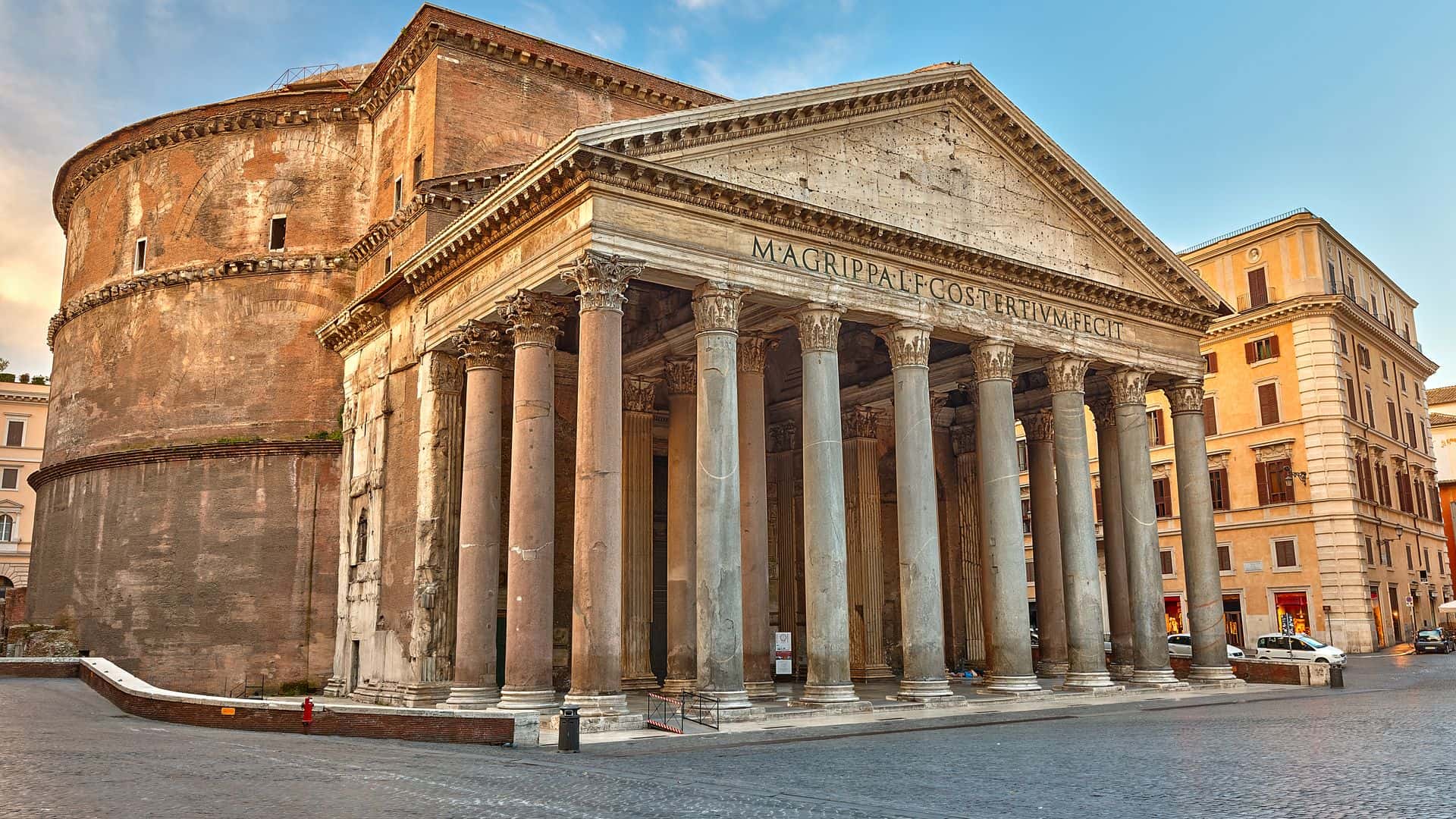 The entrance of the Pantheon in Rome