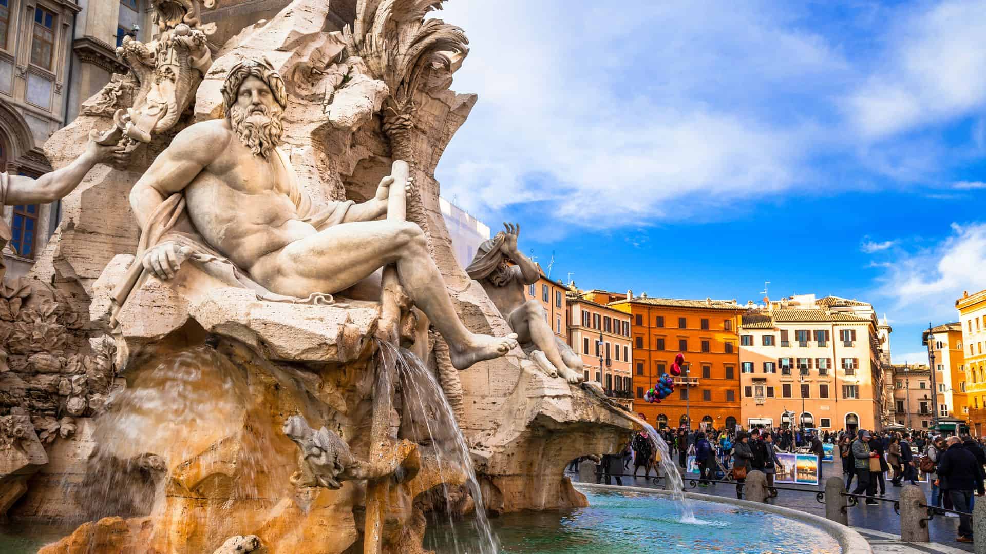 The Fontana dei Quattro Fiumi at Piazza Navona in Rome