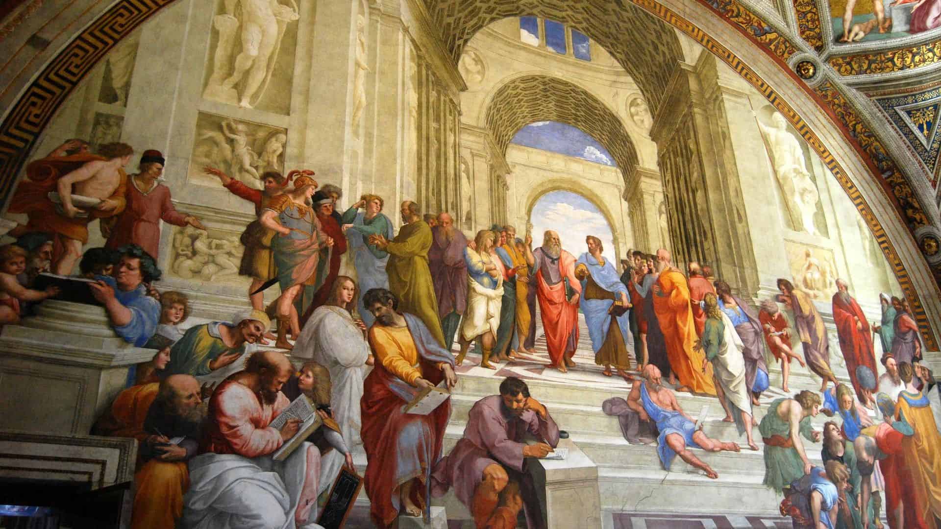 The School of Athens painting in the Raphael Rooms at the Vatican Museums
