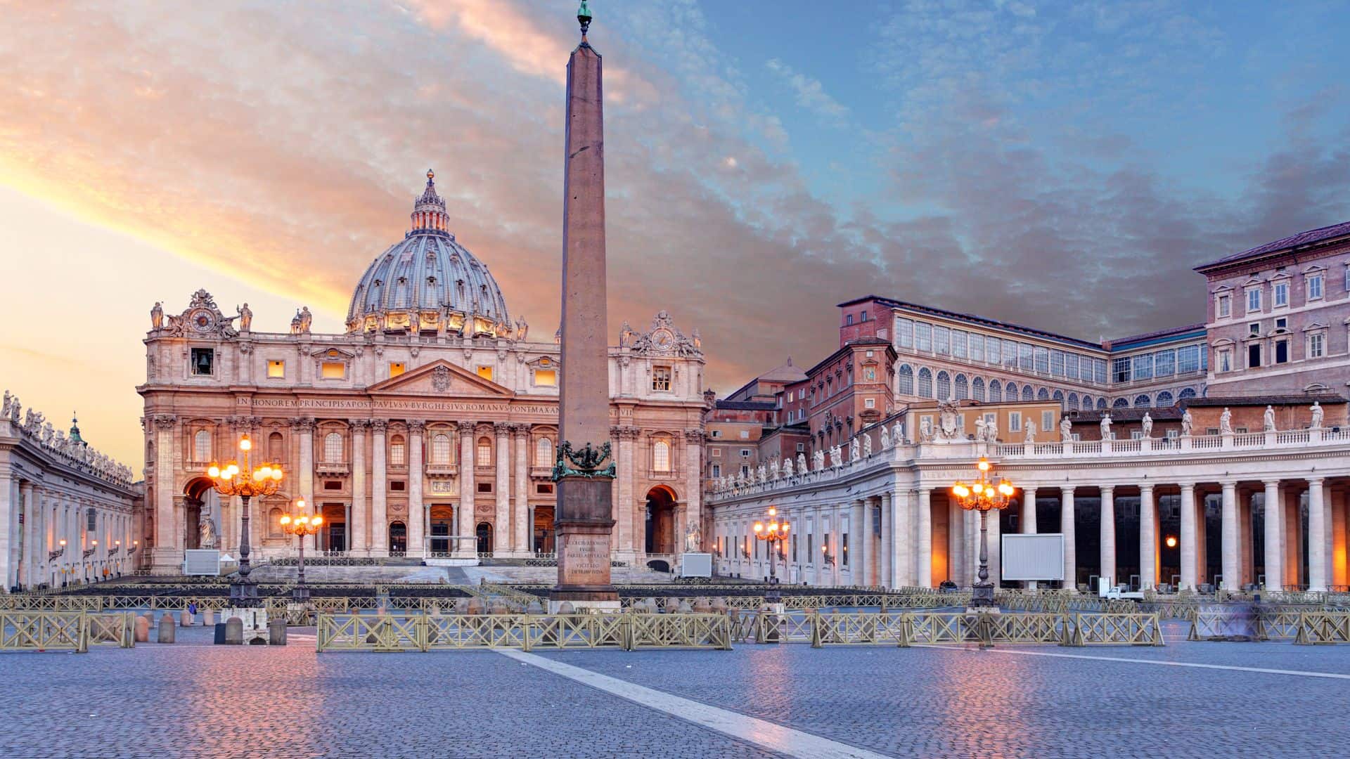 St. Peter's Basilica in Rome at sunset