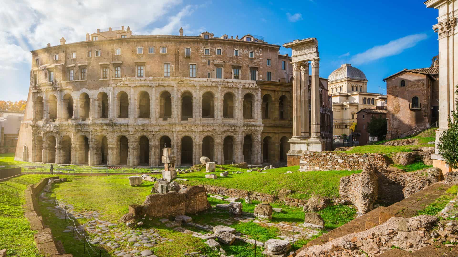 Theater of Marcellus and the surrounding park.