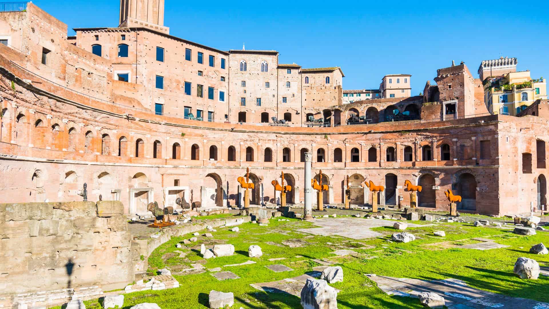 Trajan's Market on Forum of Trajan ruins on a sunny day