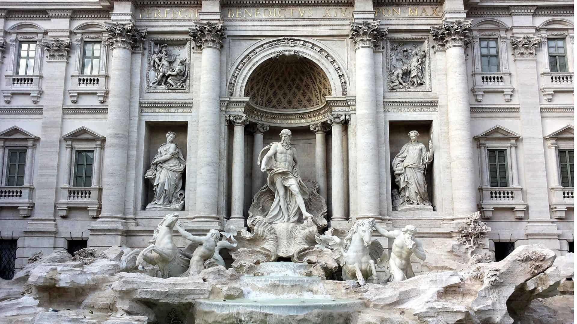 Sculptures of the Trevi Fountain in Rome