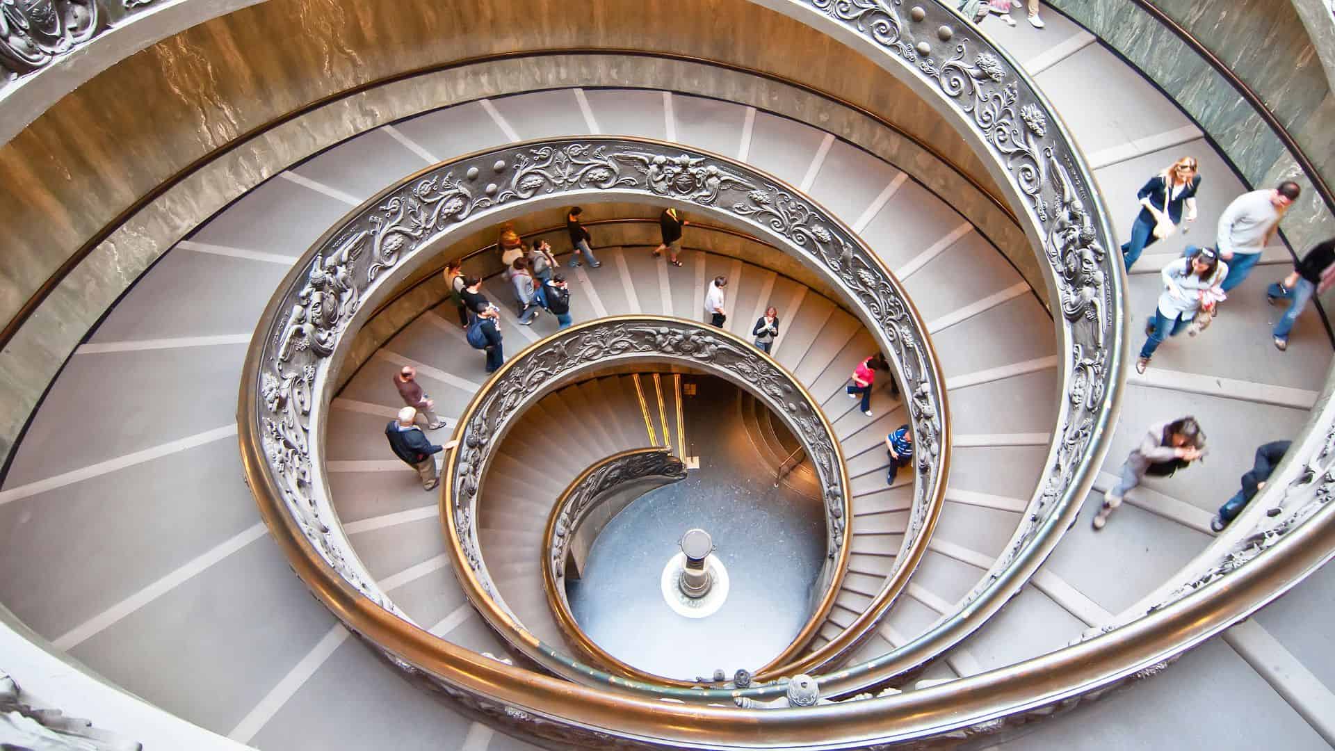 The Bramante Staircase in the Vatican Museums.