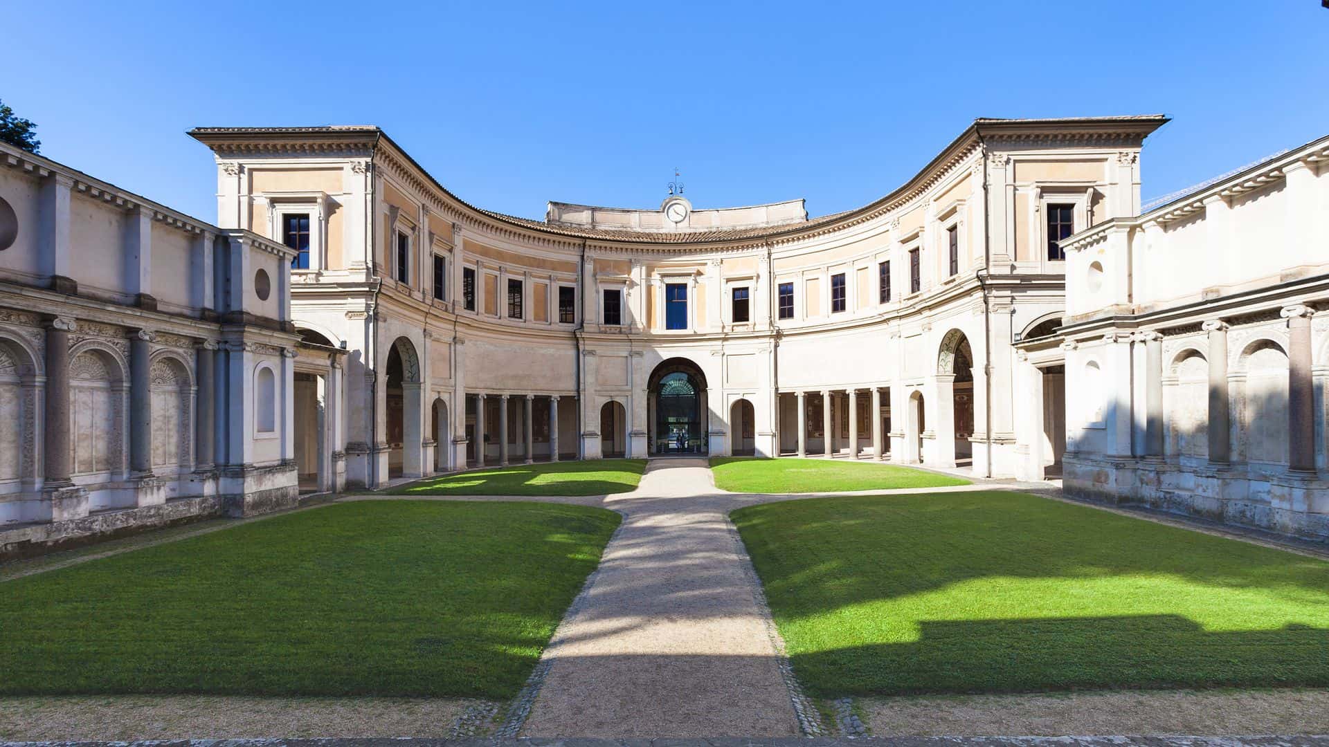 Yard of Villa Giulia in Rome city